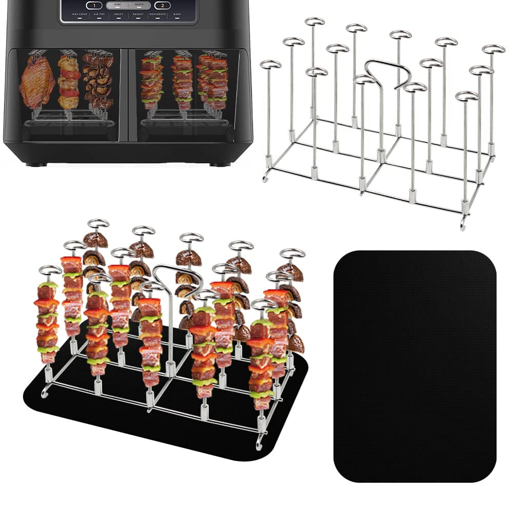 Set Di 2 Griglie E 8 Spiedini In Acciaio Inox 304 Per Friggitrice Ad Aria – Accessori Multiuso Compatibili Con AF300EU, AF400EU, Impilabili E Antiaderenti