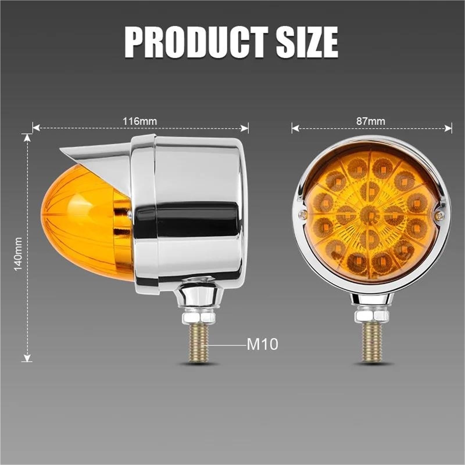 Genérico Indicador Intermitente Luz De Giro De Una Sola Cara De 17 LED Luz Ámbar Posición Lateral Luz Alta Y Baja Para Camión Remolque Caravana, Tractor, Peterbilt, RV, 12 V Luces Giro