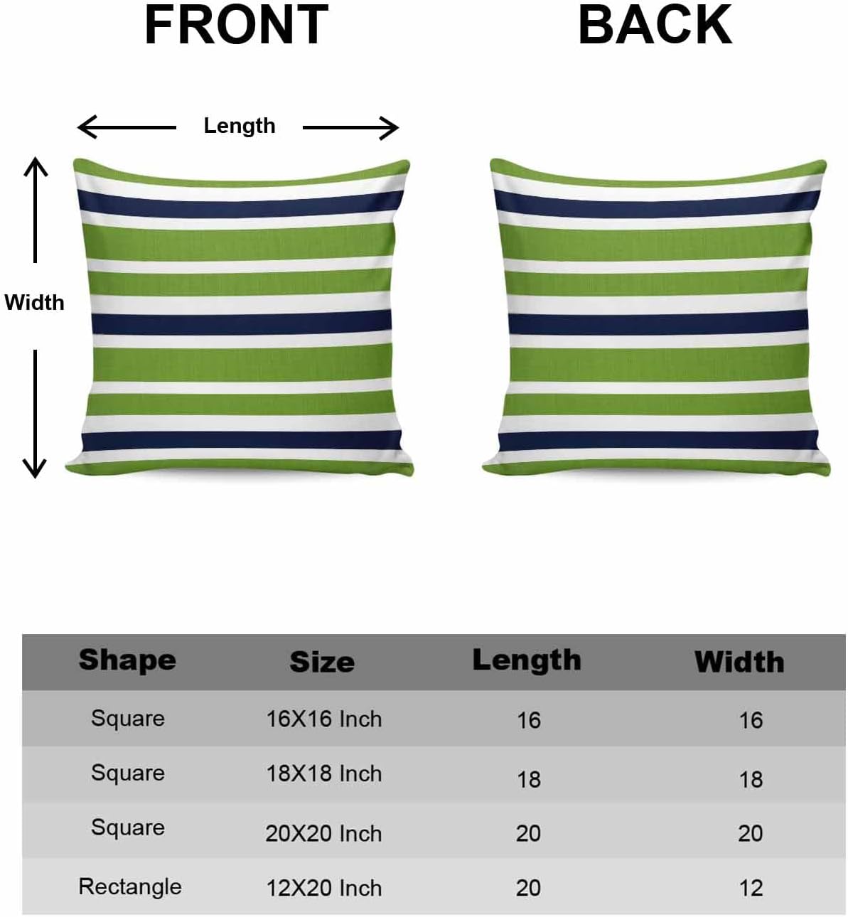 Chic D Green Navy Blue Stripes Decorations Pillow Covers 18x18 Set of 2, Cotton Linen Reversible Throw Pillows Covers for Outdoor Couch Sofa Living Room Line Pattern Couch Pillows Cushion Cover