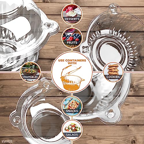 Image of VIKROM 50 Pcs Individual Cupcake Boxes, Clear Holders with Transparent Lids