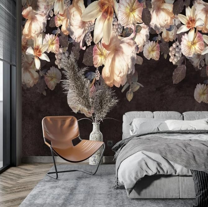 Papier peint pastoral américain avec fleurs 3D grand format 300x210cm pour chambre