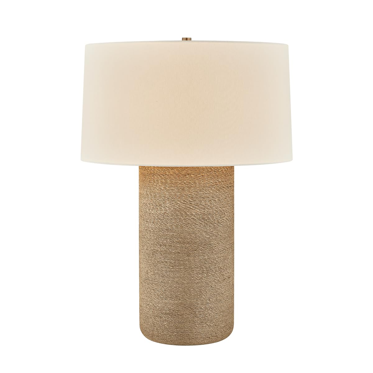 Roan Table Lamp | Patina Brass Hardware | Bleached Jute Rope Wrapped Base | Off White Linen Drum Shade | Organic Natural Accent Lamp | 22" W x 31" H | -PBR by Troy Lighting –