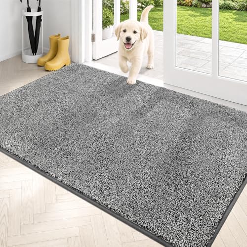 PURRUGS Dirt Trapping Indoor Door Mat, 86 x 150 cm, Light Grey-dark Grey