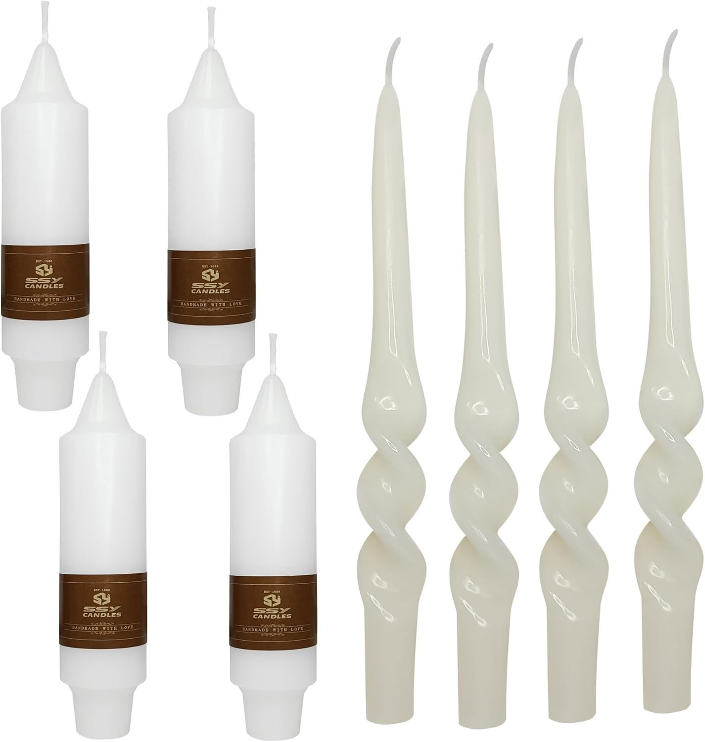 Taper Candlesticks Unscented Handmade Candle White Twisted Candles for Wedding Dinner Household Party Home Décor