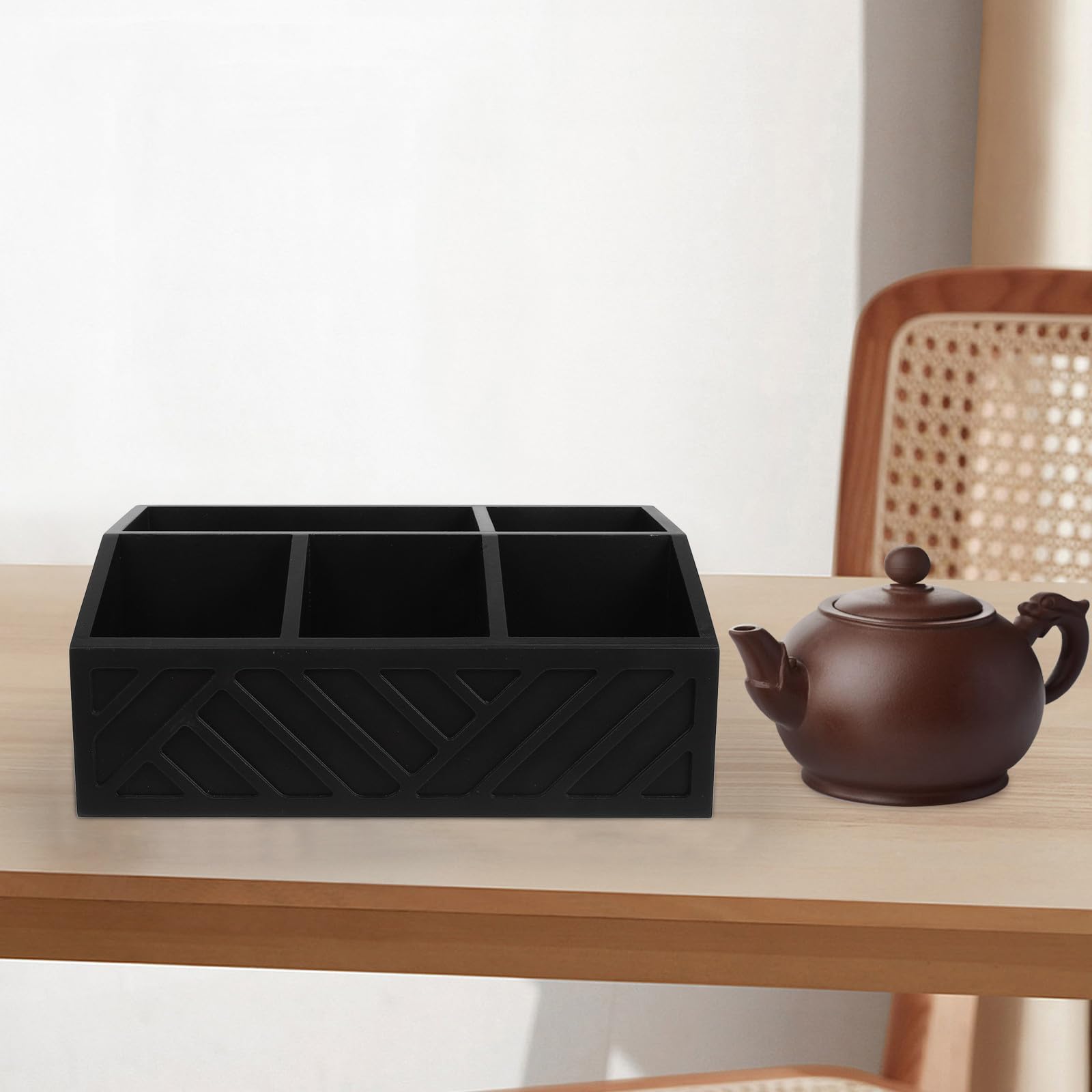 TOYANDONA Boîte Bois pour Rangement Sachets de Thé et Gobelets Papier Compartimentée Organisateur Compact pour Café et Thé Rangement Pratique pour Maison et Bureau Réutilisable