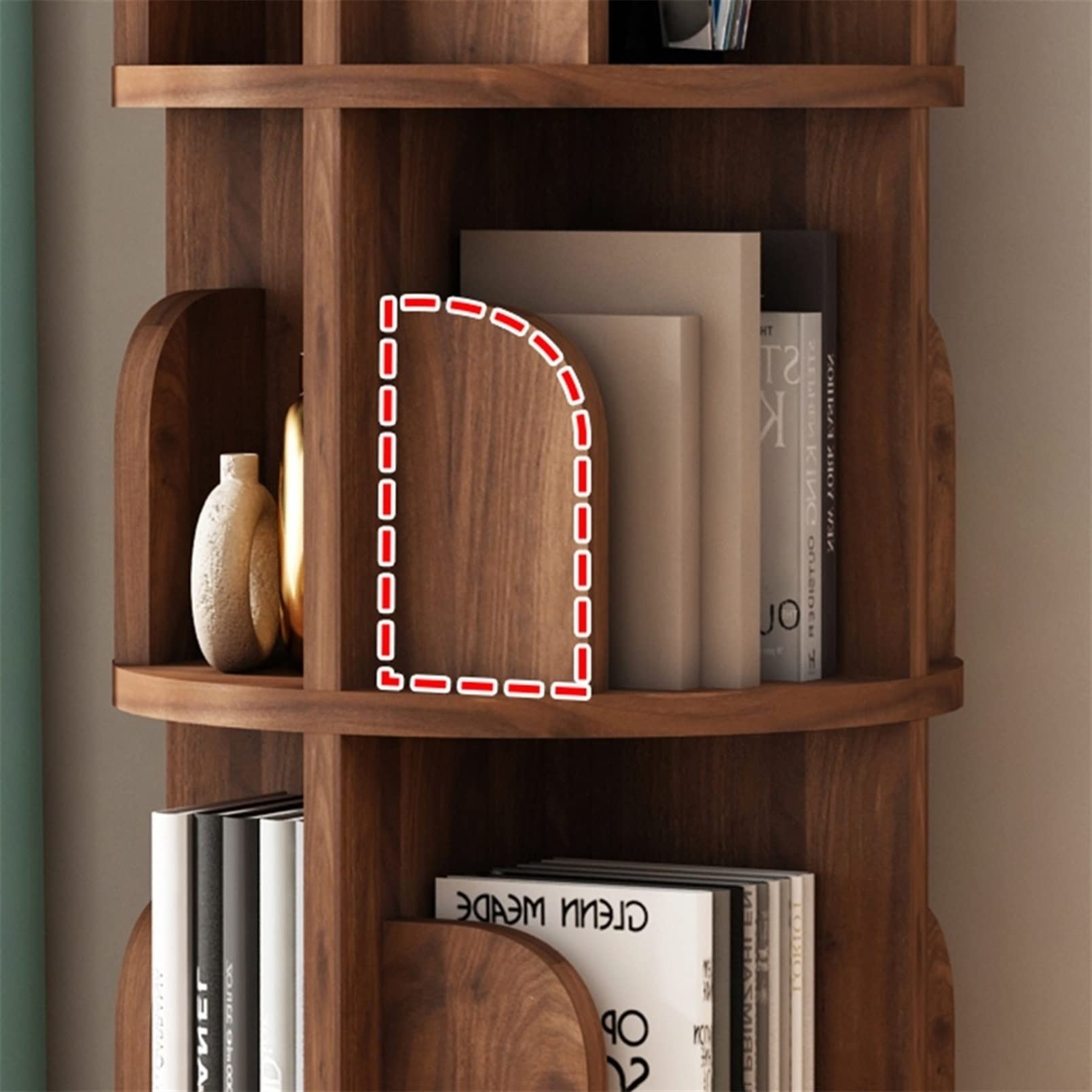 Obrotowy o 360° regał na książki dla dzieci z litego drewna stojak na zdjęcia i czasopisma do salonu narożny okrągły design 39 x 99 cm stylowe meble dziecięce.