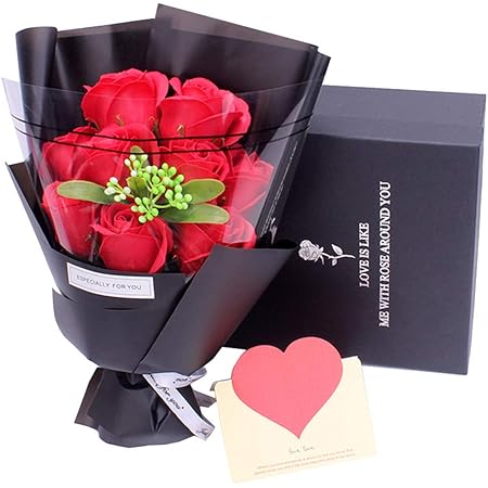 Amycute Bouquet De Roses Artificielles Avec Boite Cadeau Bouquet De Fleurs De Savon Cadeau Pour La Saint Valentin Anniversaire Mariage Noel Decoration De La Maison Rouge Amazon Fr Cuisine Et Maison