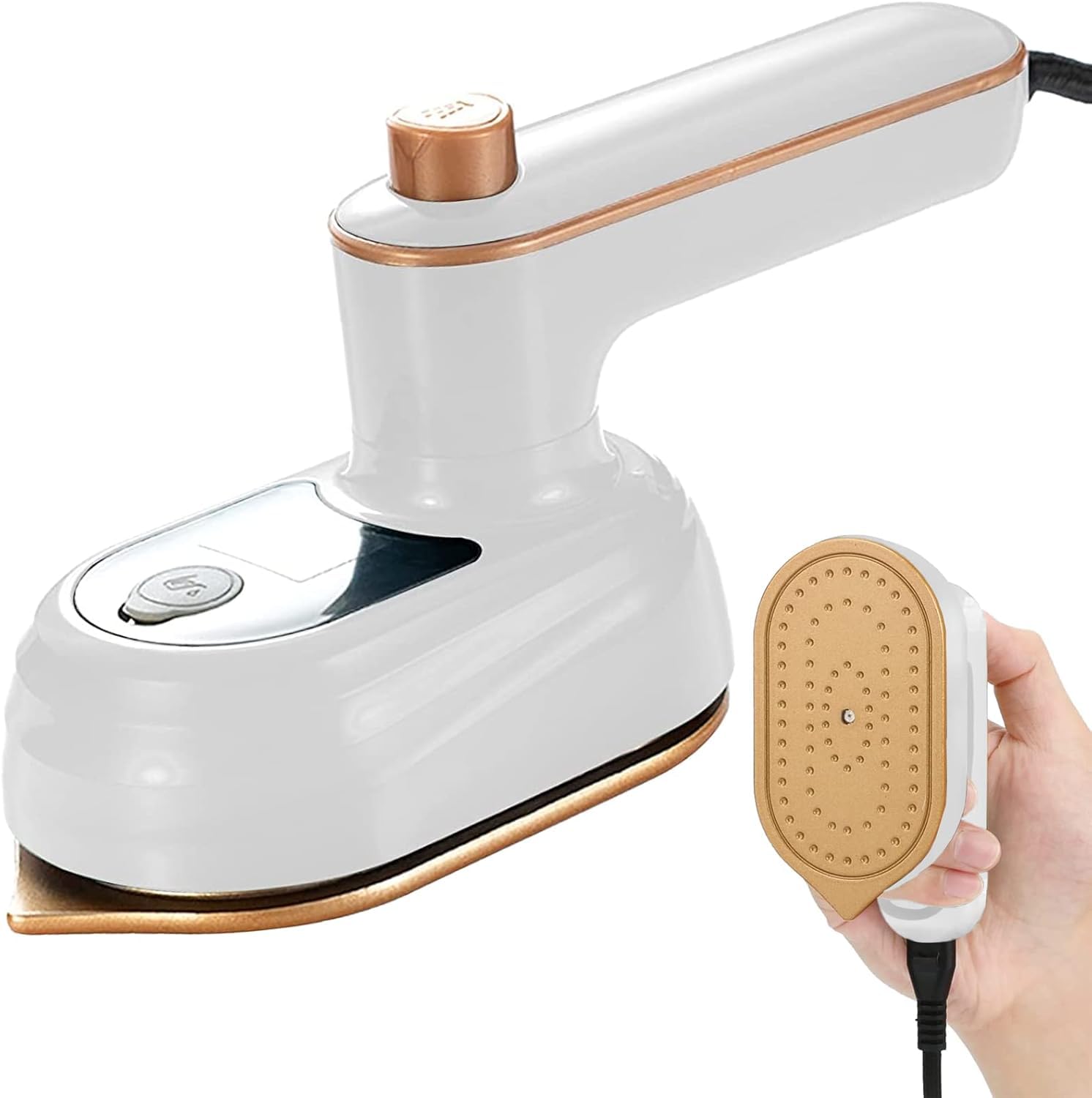 【人気初登場】アイロン 小型 手芸用 ミニアイロン 軽量 コンパクト 180度回転ハンドル 消臭 除菌 脱臭 38w低電力 水漏れ防止 (White)