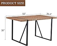 Vista 2 de Una mesa de comedor rectangular retro minimalista con una parte superior especialmente texturizada y patas de metal negro. Mesa de madera