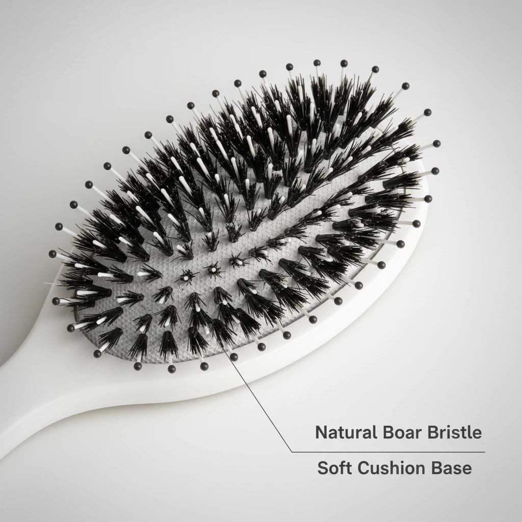 Viral World-Famous 5x Sold out Paddle Brush - Smoother, Stronger, Shinier Hair - Boar Bristle Brush, with Nylon Bristles and Microsphere Massaging Tips for All Hair Types, Wet/Dry Use (2pc)