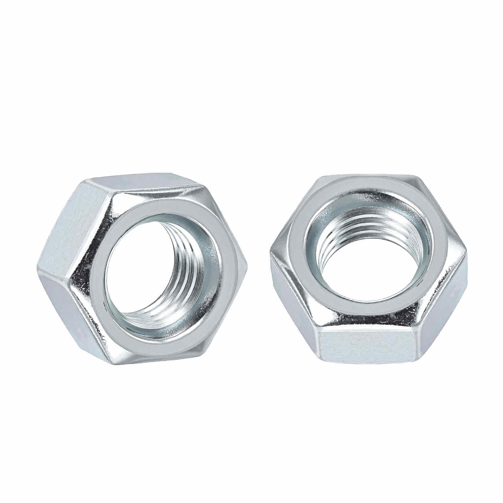Kozelo 5pcs Hex Nuts - [9/16"-18] Carbon Steel (Grade 8) Hardware Standard Inch Fine Thread Metal Nuts for Heavy Structural Machinery Fastening, Zinc Plating Finish, Blue Silver
