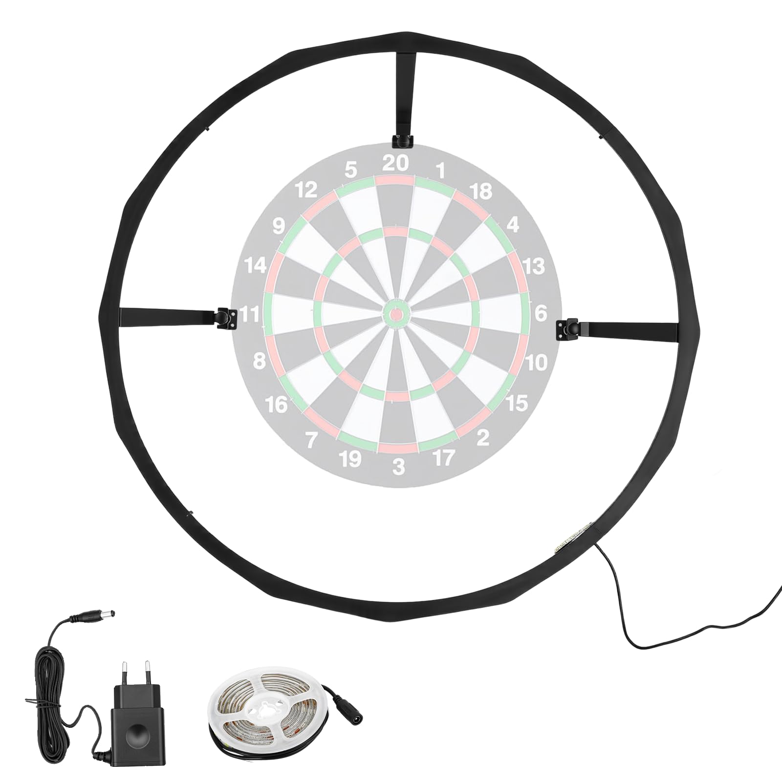 Iluminación para diana de dardos 120 LED, luz 360° sin sombras, anillo de luz compatible con diana estándar 45 cm