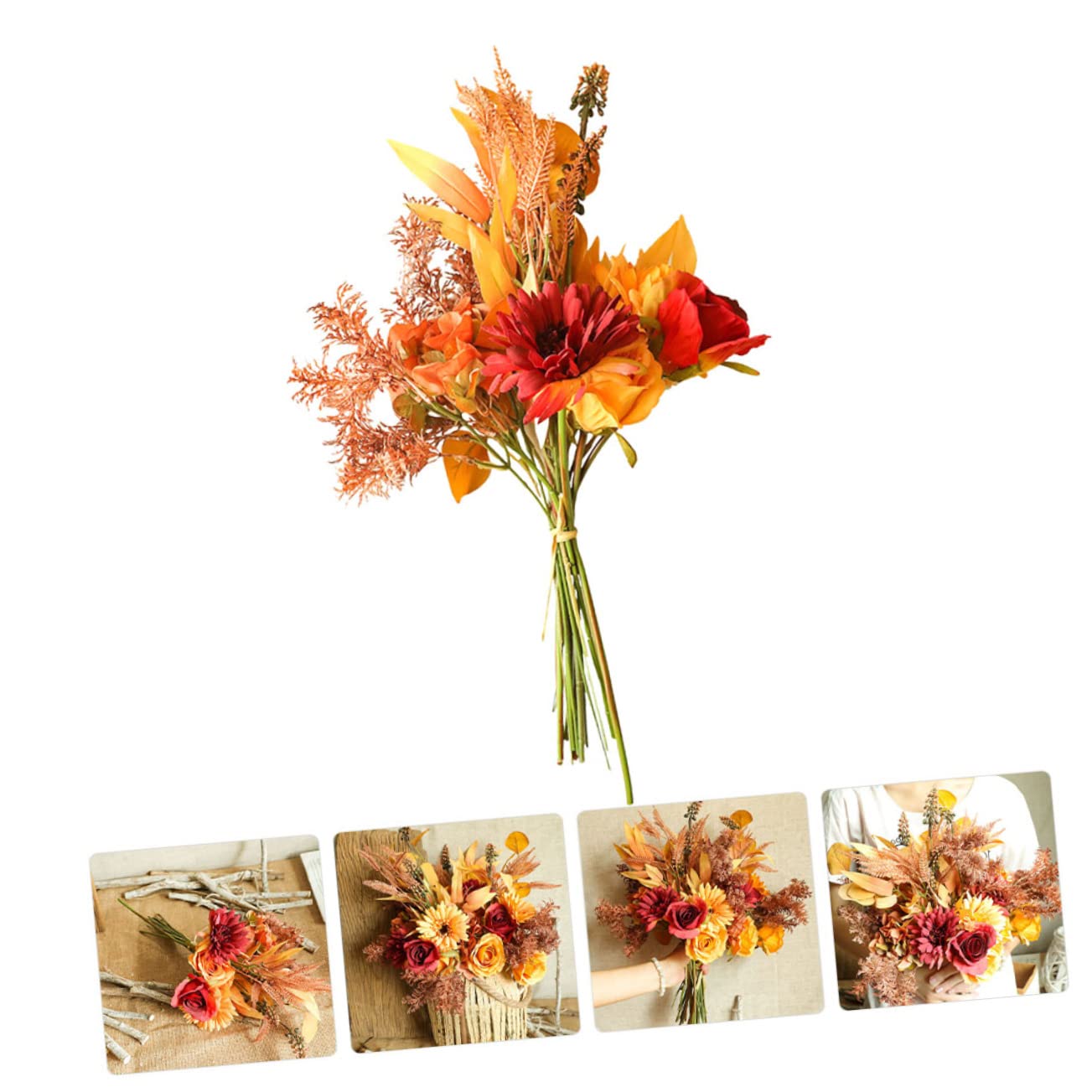 Alipis 3 Pezzi mazzo decorazioni casa funlicht bouquet autunnale decorativo decorazioni floreali autunnali fiori artificiali decorazione casa bouquet di ringraziamento artificiale stoffa