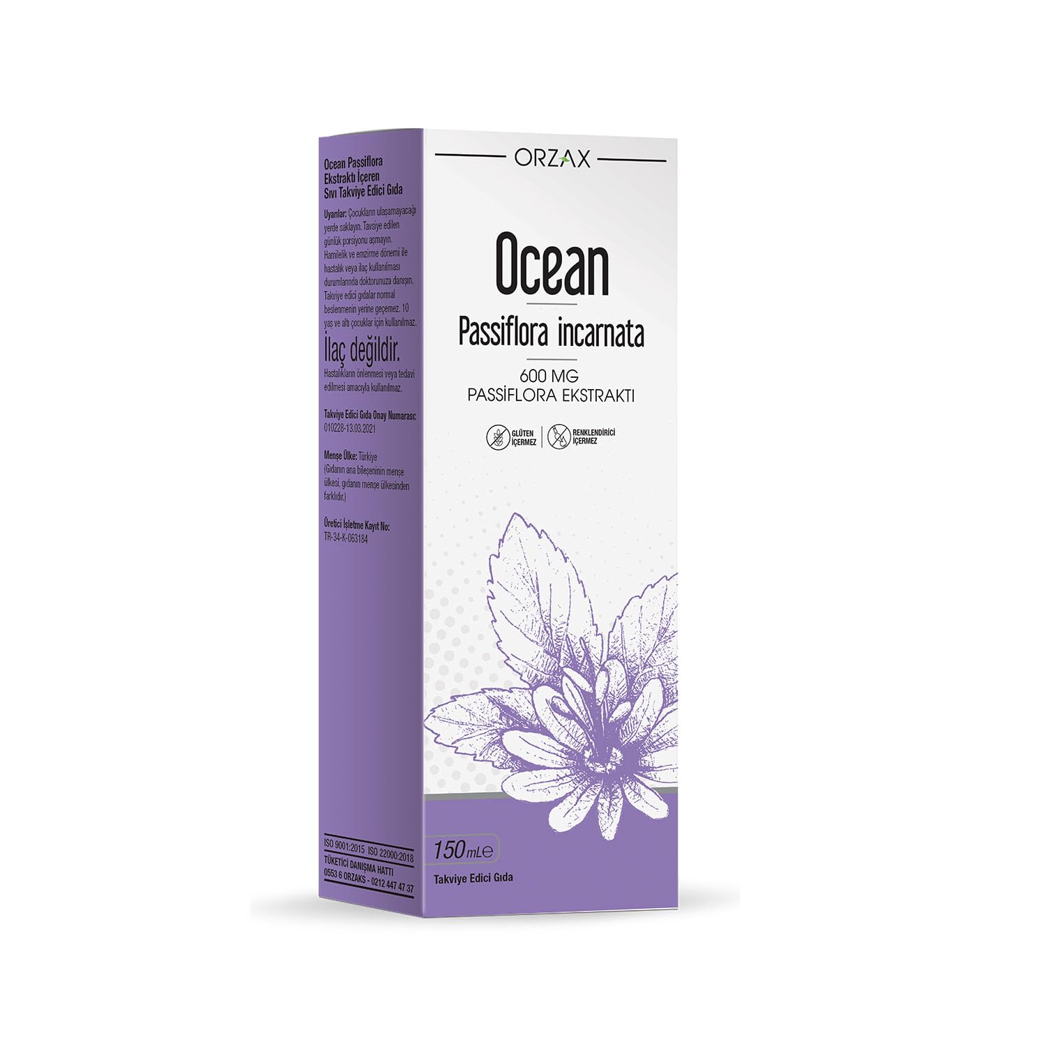 Orzax Ocean Passiflora 600 mg Takviye Edici Gıda Şurubu 150 mL