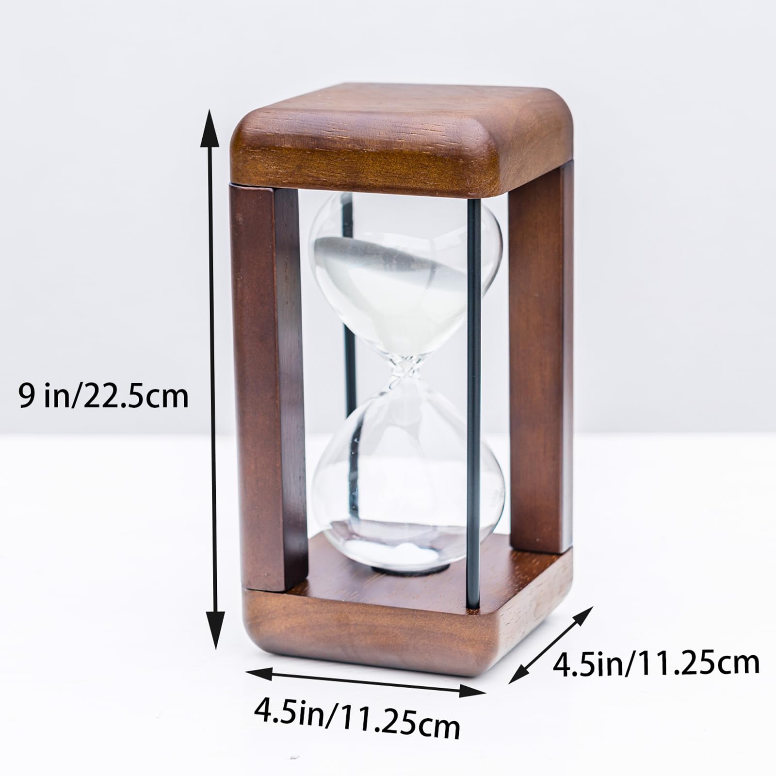 Grande clessidra premium in legno di noce, 60 minuti clessidra, bicchiere per ore con clessidra come regalo, decorazione a clessidra per casa, scrivania, ufficio, decorazione di nozze (bianco)