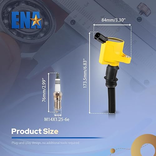 Miniatura 7 de ENA Juego de 8 bobinas de encendido amarillas y bujía de platino compatibles con Lincoln Mercury Ford F150 E150 E250 Expedition Explorer Crown