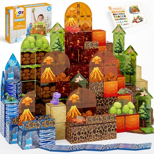 TOY Life Dinosaur Magnetic Tiles 79-Piece Lava STEM Set Ages 3-8