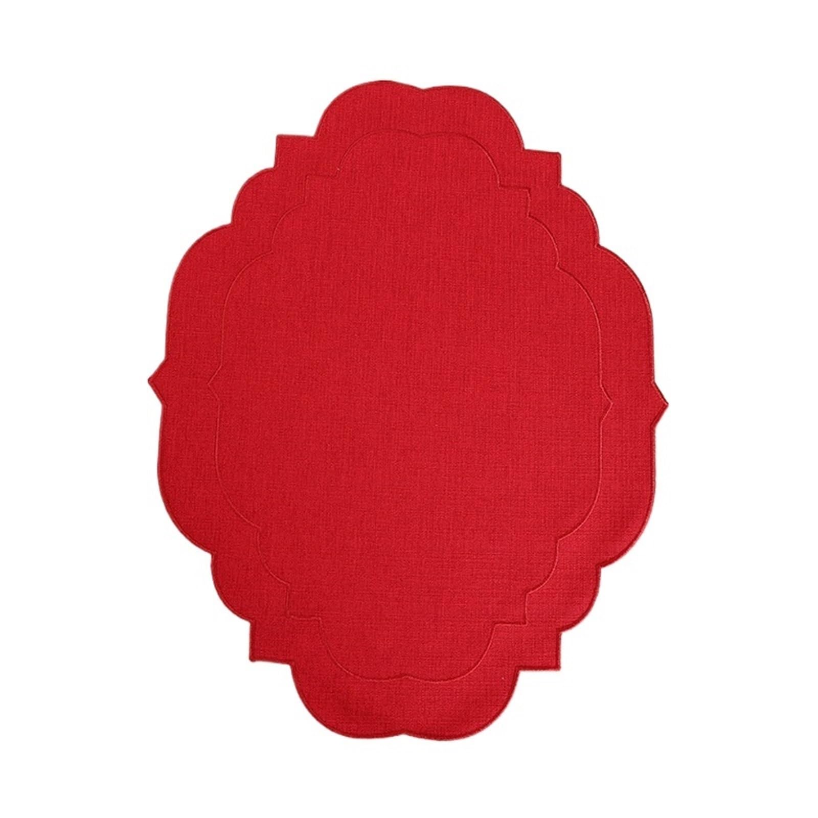 Set de table ovale en lin festonné brodé 45x35 cm Color1 pour fête