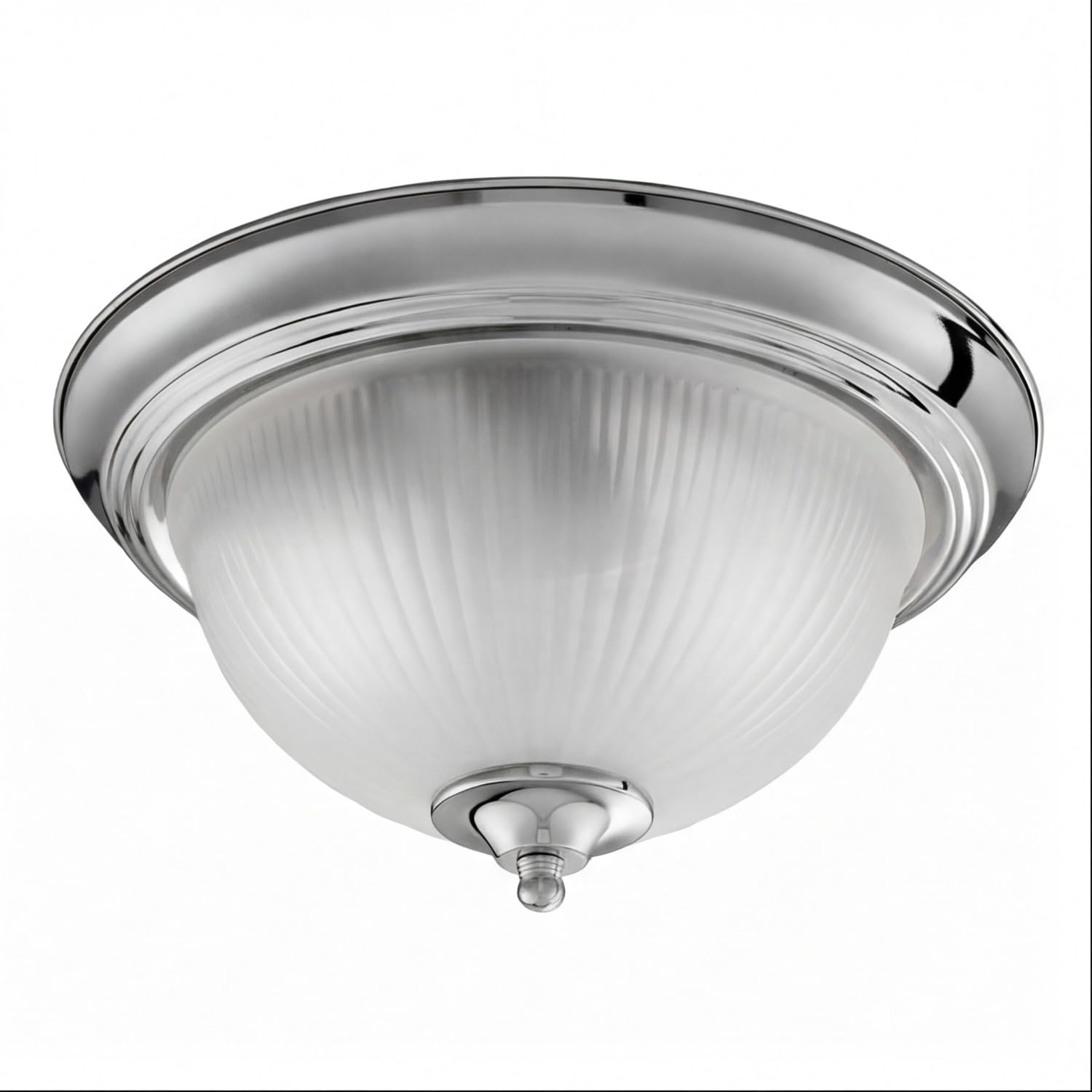Licht-Erlebnisse Deckenlampe Glas Metall in Chrom IP44 Bad Küche Esszimmer L:29 cm E14 bis 60 W rund 2-flammig stilvoll Vintage Design Deckenleuchte Badezimmer