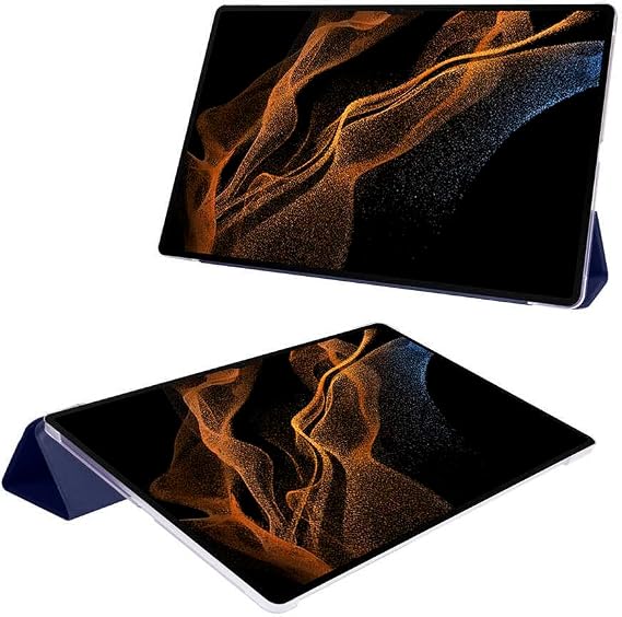 حافظة Kilifplus للكمبيوتر اللوحي متوافقة مع حامل وضع السكون الذكي Samsung Galaxy Tab S9 مع غطاء شفاف صلب - أسود على الظهر