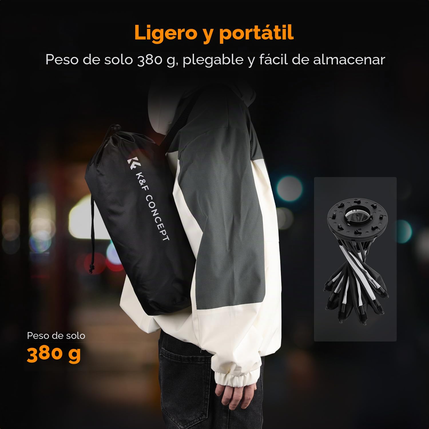 K&F CONCEPT Mini Softbox Octogonal 40cm Bowens para Estudio | Montura Bowens, difusor suave, portable compacto, fotografía retrato producto vídeo, LK04