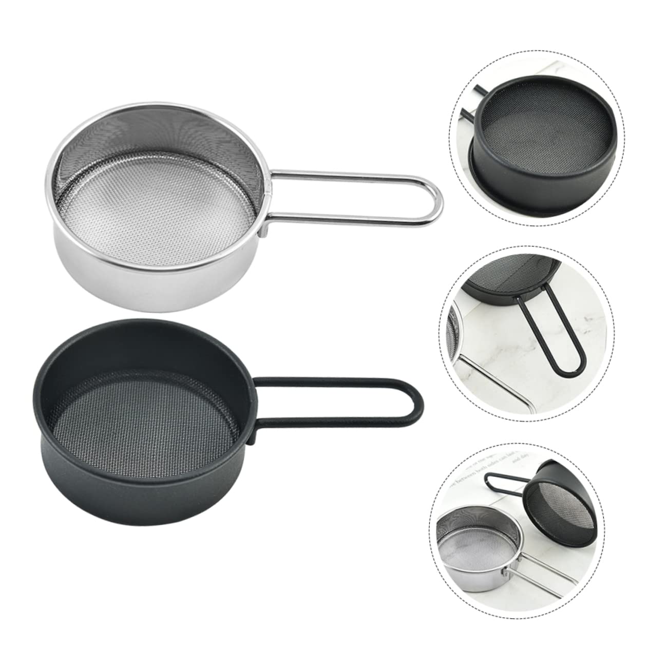 Set mit 10 winzigen Küchensieben aus Edelstahl mit feinem Netz – ideal zum Filtern von Mehl, Kaffee, Öl und Pulver – kreatives Siebwerkzeug für den Hausgebrauch