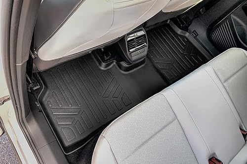 Miniatura 4 de SMARTLINER Juego de alfombrillas negras de 2 filas para todo tipo de clima, compatibles con Volkswagen ID.4 2021-2023