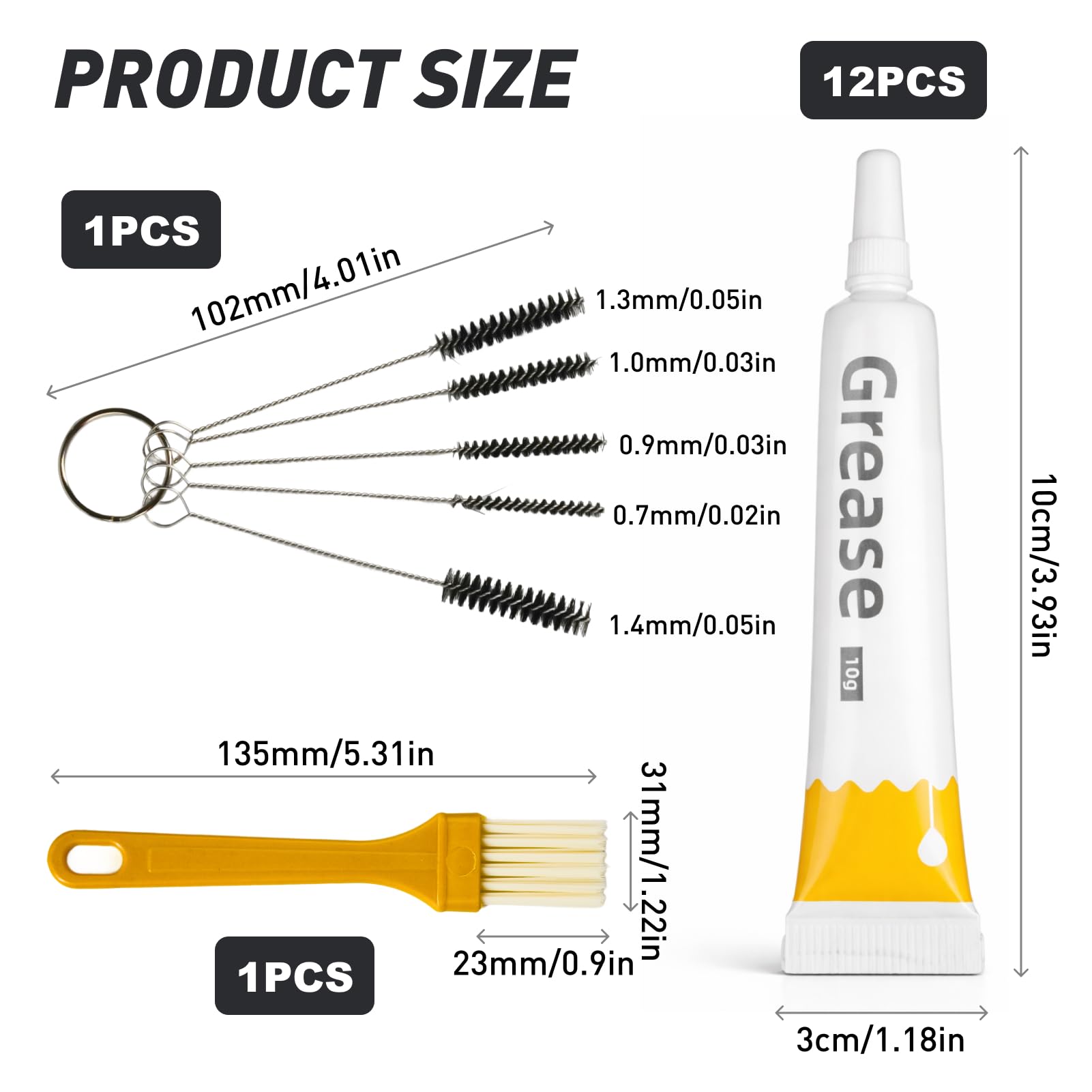 12 Pièces Graisse Imprimante 3D avec Brosse, Multi-usages Graisse Lubrifiante pour Engrenages Roulements Rails, graisses pour rail d'imprimante 3D, Entretien Machines