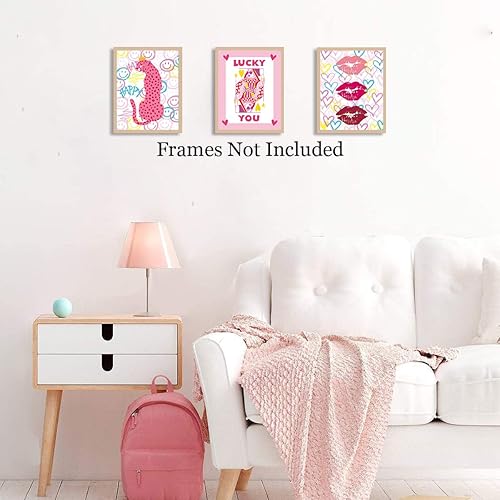 Miniatura 5 de Póster estético rosa de preparación, impresiones estéticas coloridas, arte de pared rosa, impresiones de leopardo, lindos pósters para niñas