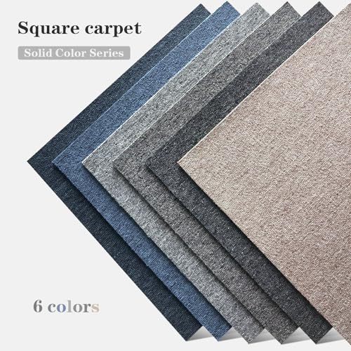 20"x20" Carpet Tiles 32 Pack, Non-Slip Reusable Floor Squares with Seamless Look, Easy DIY Flooring Carpet for Bedroom, Living Room, Office (Grey Blue-07) by Cvrtne - Used condition - Image 2