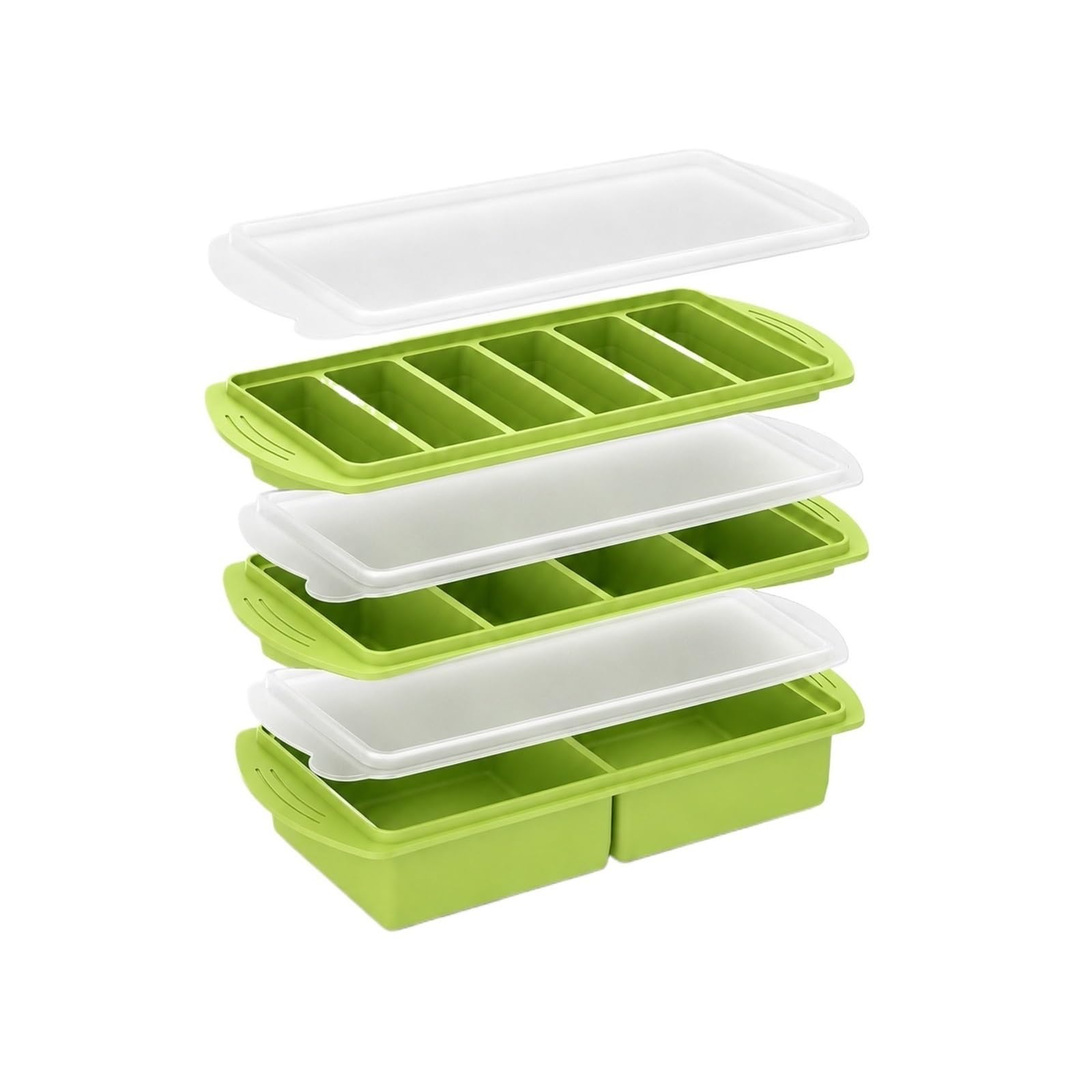 Große Silikon-Eiswürfelformen mit Deckel, 3er-Pack(3 Pack Green)