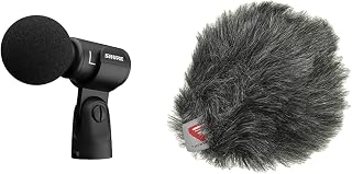 Shure MV88+ Stereo USB Microphone - Condenser Microphone for Streaming and Recording Vocals & Instruments - Black & AMV88-Fur Microphone Windjammer for MV88
