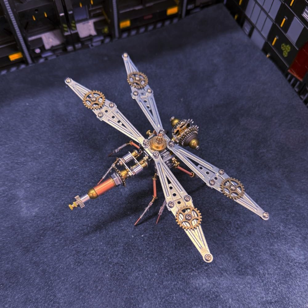 3D Metal Puzzle Dragonfly Model Kit for Adults, 202 Pieces Steampunk Insect DIY Assembly Mechanical Models for Advanced Builders Collectors Hobby Gifts Desktop Display
