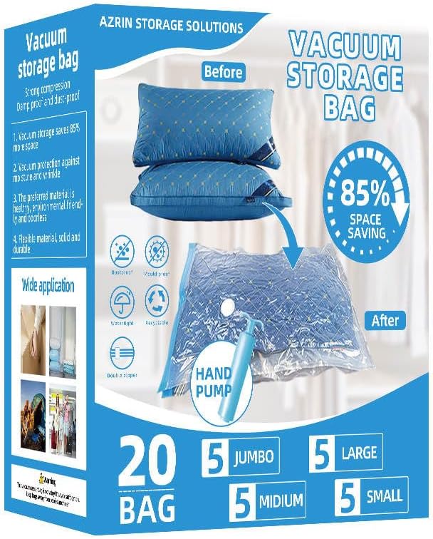 20 Pack Vacuum Storage Bags, Space Saver Bags (5 Jumbo/5
