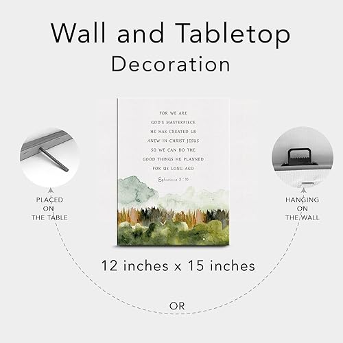Miniatura 6 de Lienzo inspirador con versículo bíblico, decoración de acuarela Efesios 2 10 pósteres de pintura de 12 x 15 pulgadas, escritura en casa, oficina y