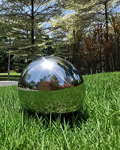 Pangmao Gazing Mirror Ball Stainless Steel Hollow Ball Mirror Globe Polished Shiny Sphere, Floating Pond Balls Seamless Gazing Globe For Home Garden Ornament (10 Inch) #TOP4