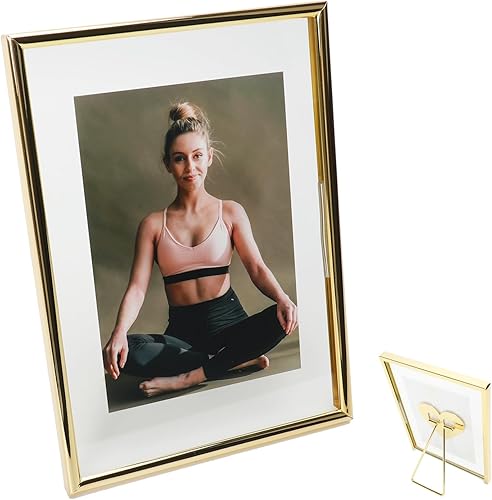 Miniatura 1 de Marco flotante dorado de 5 x 7 pulgadas con corazón romántico, para tamaños de imagen de 4 x 6, 3 x 5, 2 x 3, marco de fotos de estante de mesa,