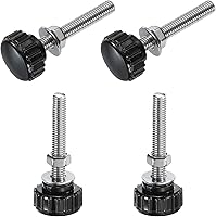 Vista 82 de Uxcell 4 juegos de perillas estriadas con tornillos de pulgar y tuercas, rosca macho métrica M6 x 35 mm, cabeza de plástico de 25 mm, perillas