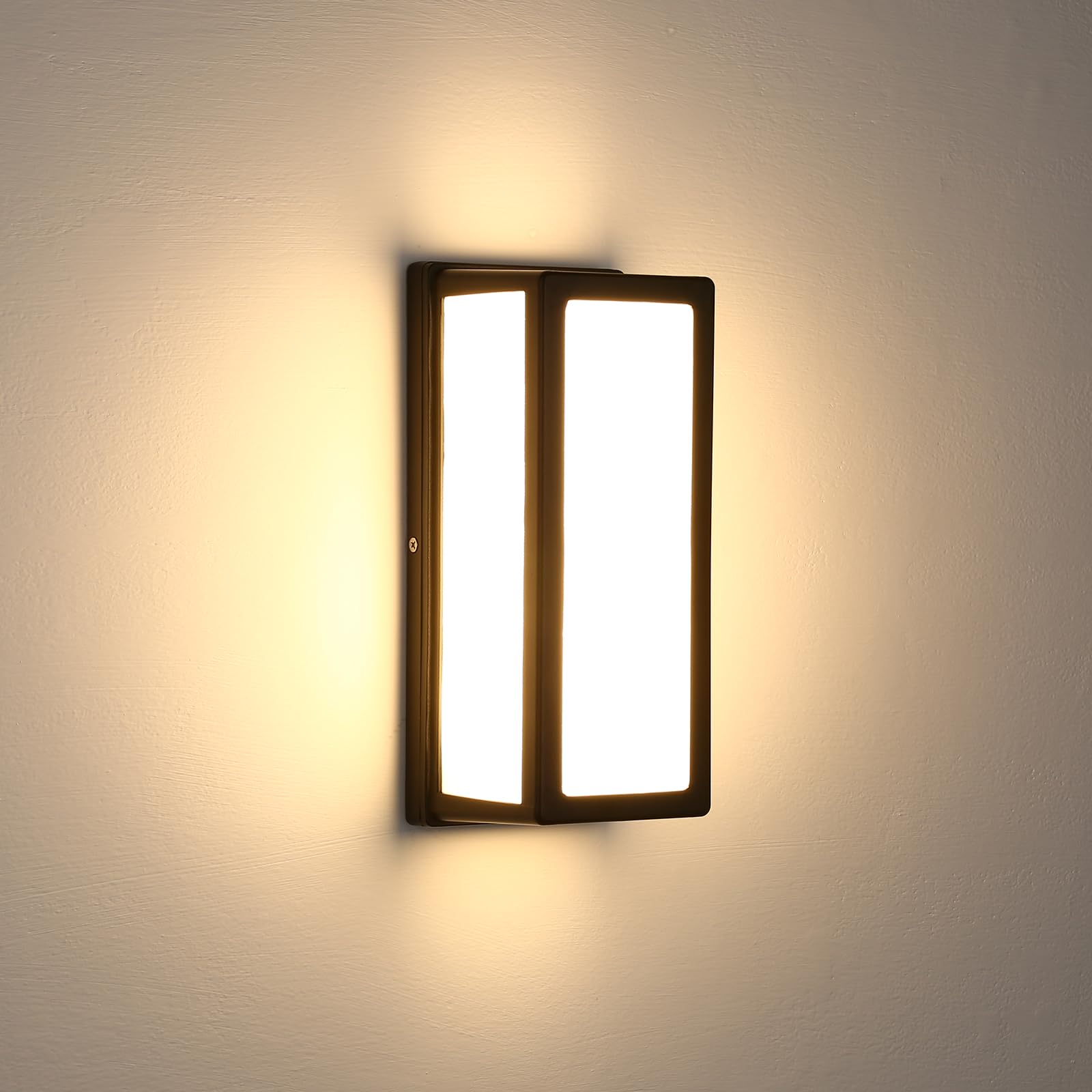 tniopslife LED 玄関ライト ポーチライト 外灯 おしゃれ 壁 照明 玄関灯 防雨型 省エネ led門柱灯 廊下 照明器具 門柱灯 庭園灯 廊下 カフェー 店舗 寝室 屋外用 室内も可 (ブラック, 方形, ウォームホワイト)