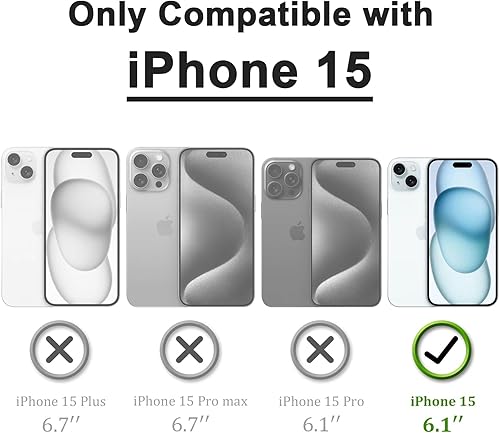 Miniatura 6 de Funda compatible con iPhone 15 con soporte de anillo compatible con MagSafe protección de grado militar Funda rígida de policarbonato translúcido