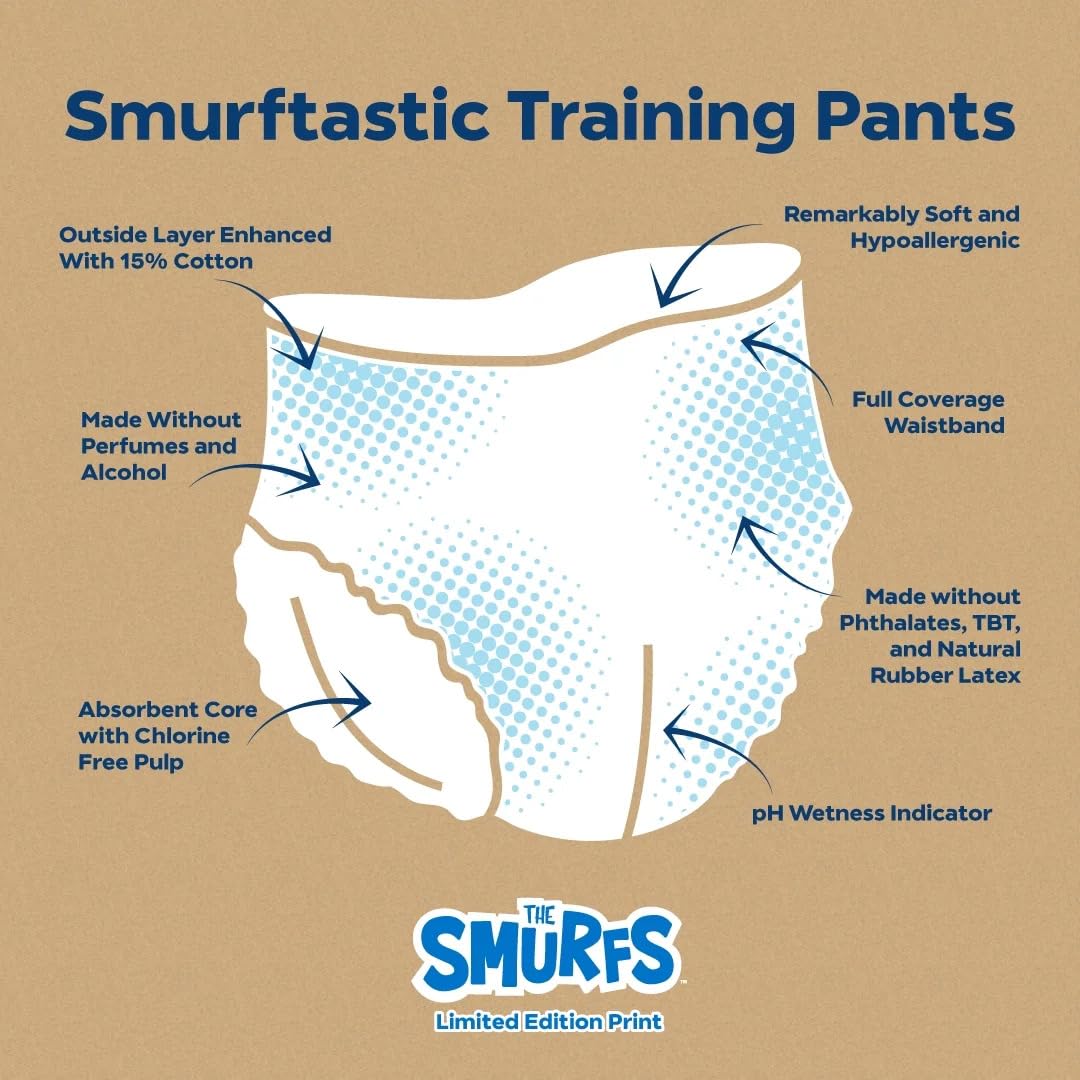 DYPER - Smurftastic Training Pants - Hypoallergenic, Plant-Based, Quick-Drying, Eco-Friendly, Fun Smurftastic Prints 4T-5T (36 Count)