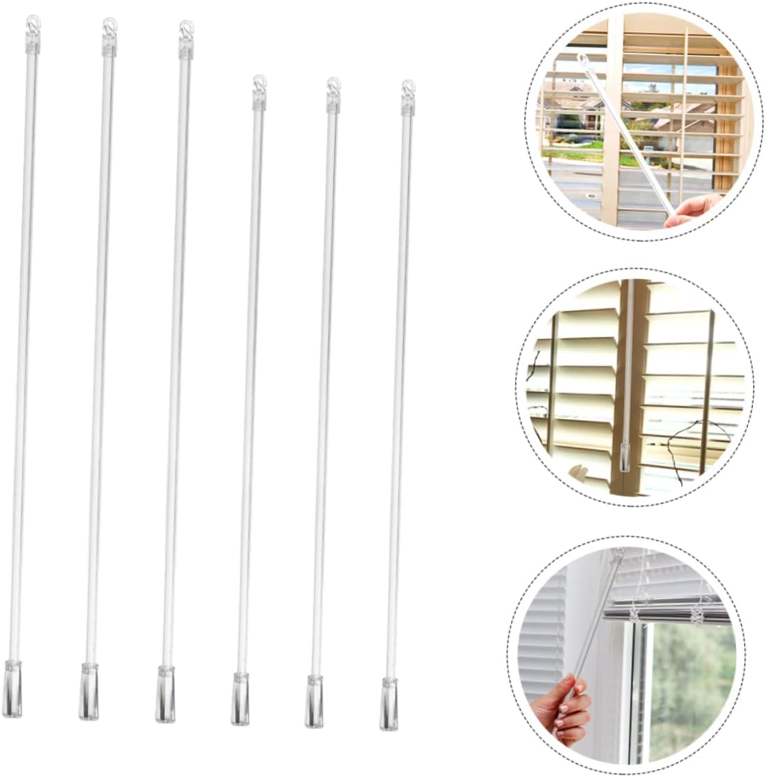 2sets Acrylic Blind Wand Vertical Blinds Replacement Rods Tilt Wand White for Windows 6pcs*2