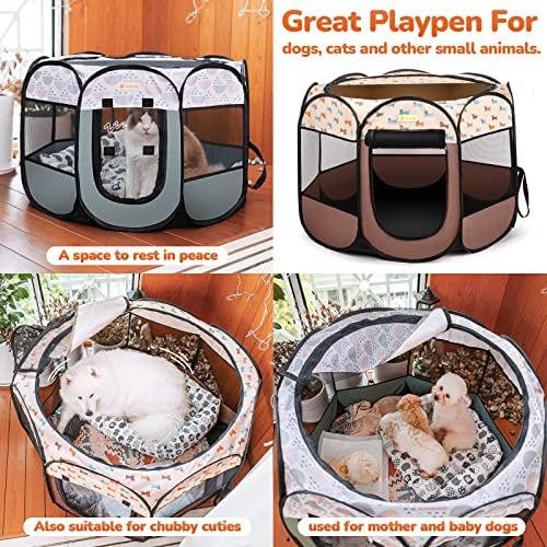 TASDISE Portable Dog playpen Foldable Pet playpen Upgrade Puppy Exercise Kennel Tent For Puppies Dogs Cats Rabbits, Great For Indoor Outdoor Travel Camping Use with Free Carrying Case