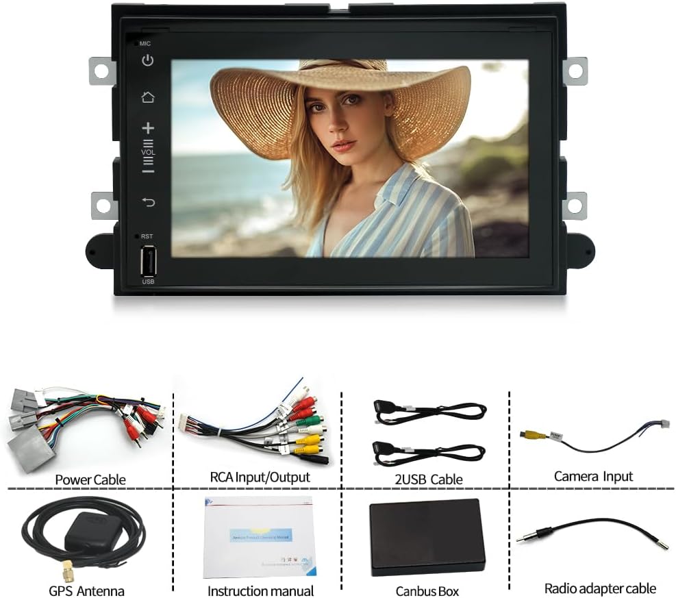 Android 13 Double Din Car Stereo Compatible for 2004-2014 for Ford F150/250/350 7Inch Car Stereo Radio GPS Navi WiFi Cars Audio Multimedia Receiver with for CarPlay Android Auto- 2+32G