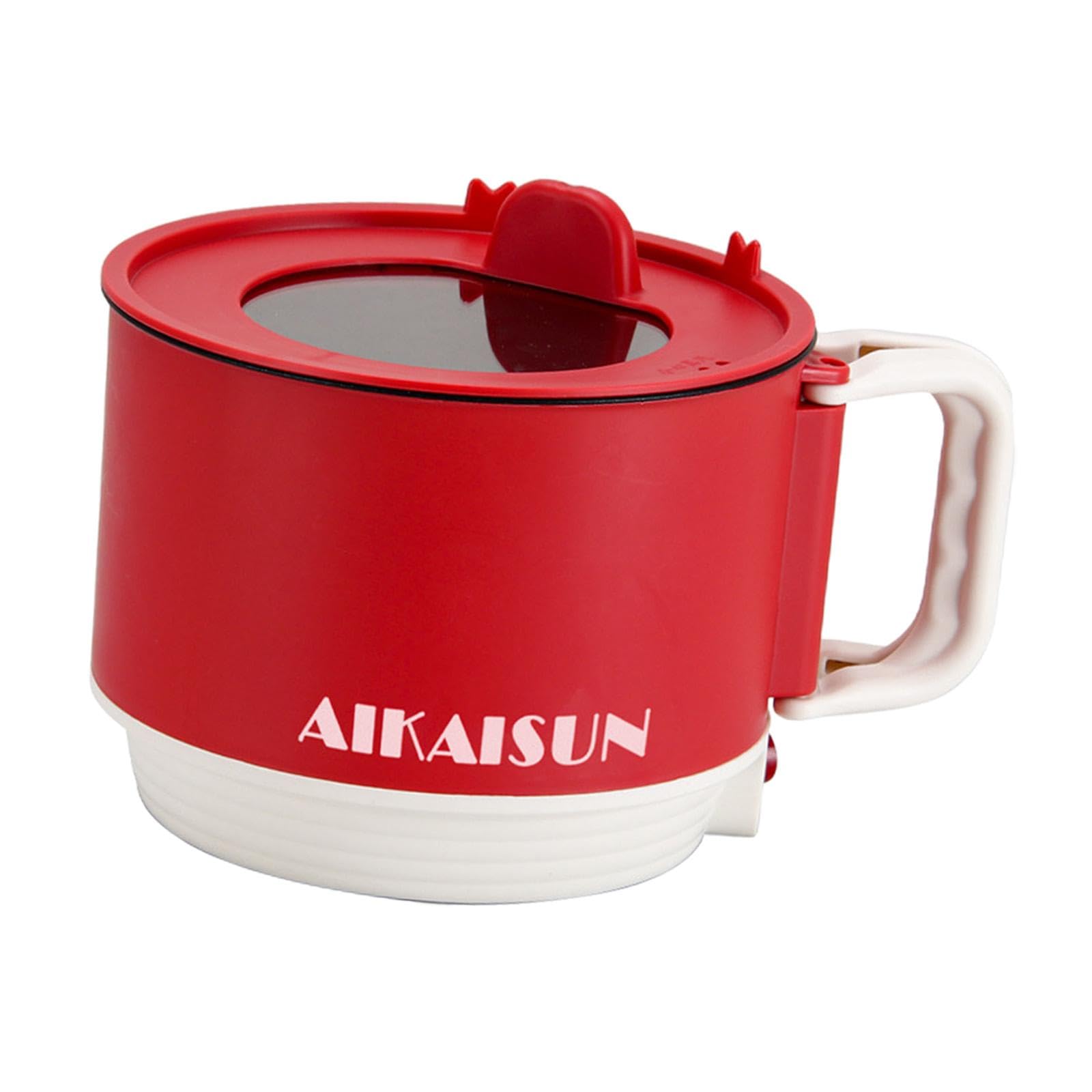 CALANDIS Mini Hot Pot 1.5L Portable Ramen Cooker for Pasta Egg Oatmeal Red Black-image-23