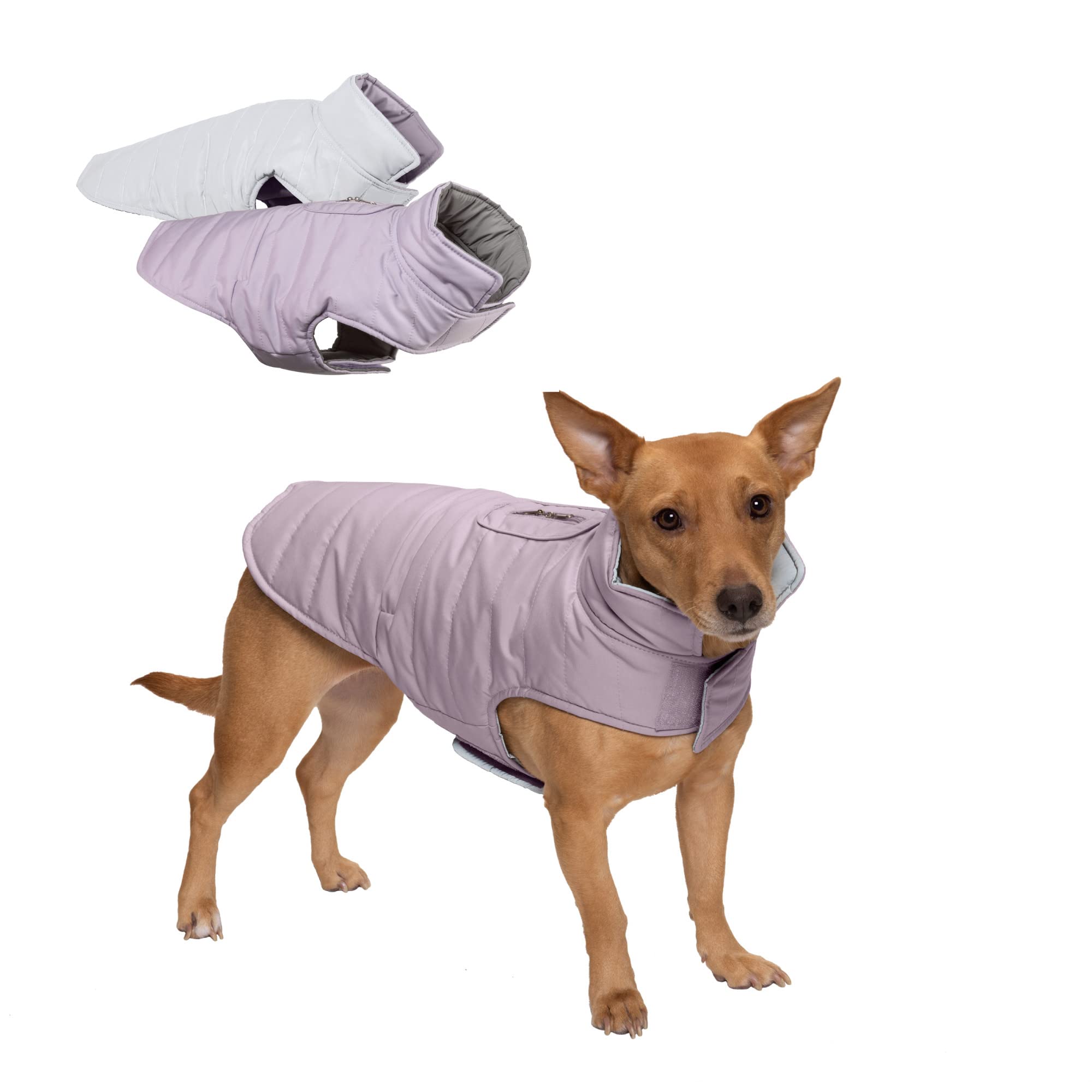 Furhaven Pet Apparel for Dogs and Puppies - Water-Repellent Reversible Reflective Puffer Jacket Vest Dog Coat, Washable, Lavender, Small — image 1