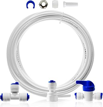 طقم تركيب خط الماء وثلاجة الثلج من iSpring ICEK Ultra Safe وتركيب صانع الثلج لأنظمة التناضح العكسي RO وفلاتر الماء ، 1/4 "، 20 قدمًا