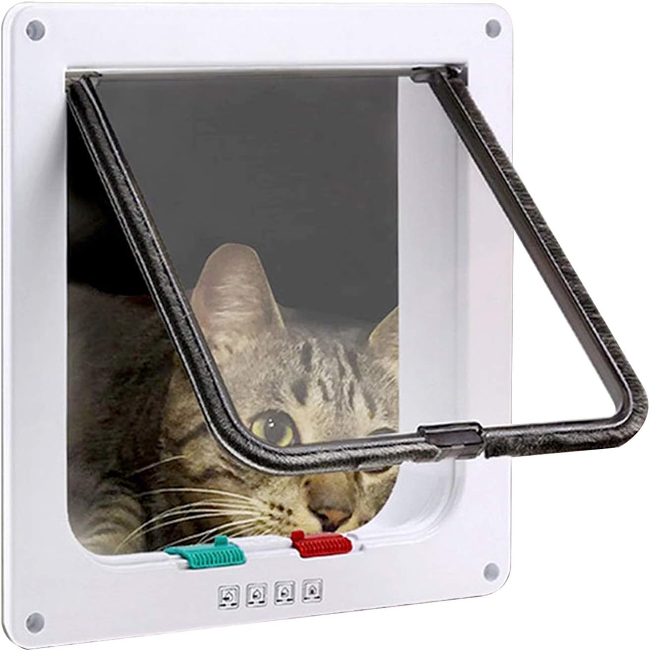 Cat Door Hua Cat Flap/pet Door with 4-Way Locking, Adjustable Thickness Ventilate Flap Door for All Pets, 3 Sizes (Size : Medium)