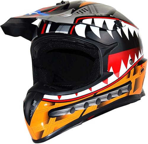 Miniatura 3 de 1Storm - Casco de motocross para adultos BMX MX ATV Dirt Bike Downhill Mountain Bike estilo Monster Shark Racing HKY_SC09S