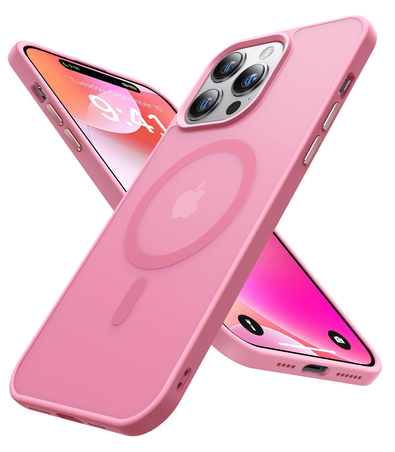 𝗡𝗘𝗪 Magnetic for iPhone 14 Pro Max Case [Compatible with MagSafe] [10FT Military Grade Drop Tested] Slim Translucent Matte Case for iPhone 14 Pro Max Phone Case, Pink (6.7")